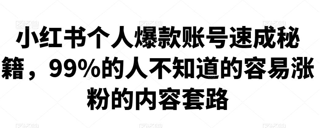 小红书个人爆款账号速成秘籍，99%的人不知道的容易涨粉的内容套路-iTZL项目网