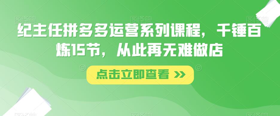 纪主任拼多多运营系列课程，千锤百炼15节，从此再无难做店-iTZL项目网