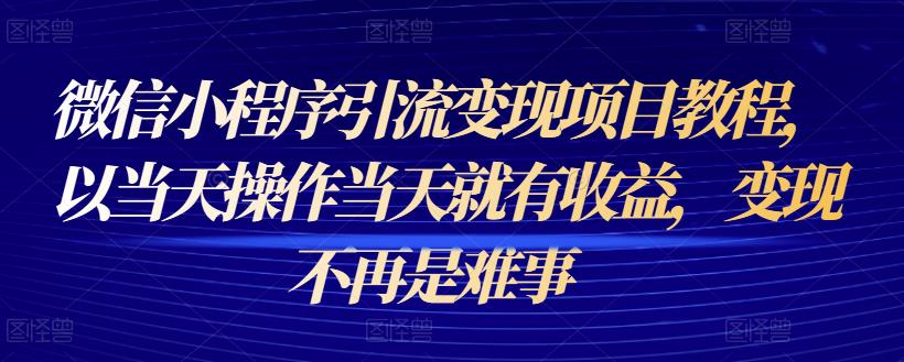 微信小程序引流变现项目教程，以当天操作当天就有收益，变现不再是难事-iTZL项目网
