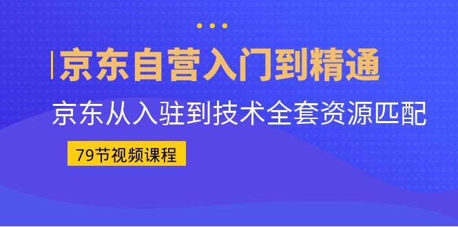 （6901期）京东自营入门到精通：京东从入驻到技术全套资源匹配（79节课）-iTZL项目网