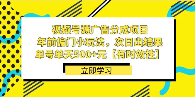 （8527期）视频号薅广告分成项目，年前偏门小玩法，次日出结果，单号单天500+元【…-iTZL项目网