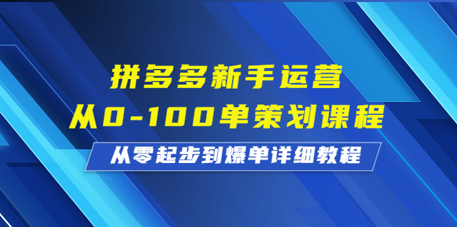 （6920期）拼多多新手运营从0-100单策划课程，从零起步到爆单详细教程-iTZL项目网