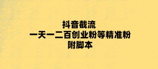 （5920期）最新抖音截流玩法，一天轻松引流一二百创业精准粉，附脚本+玩法-iTZL项目网