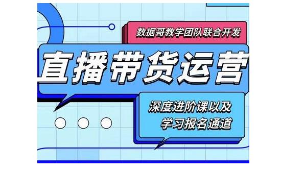 数据哥·新直播带货运营课(含电子资料)：破冷启动、818算法破解、高效率带货等-iTZL项目网