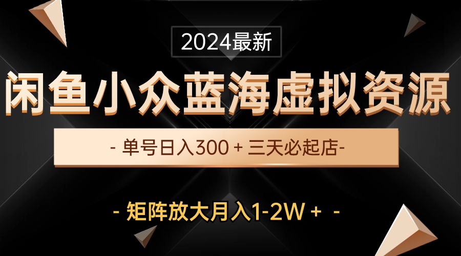 （10336期）最新闲鱼小众蓝海虚拟资源，单号日入300＋，三天必起店，矩阵放大月入1-2W-iTZL项目网