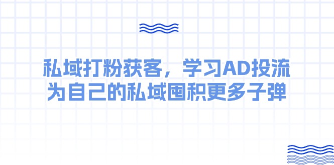 （10728期）某收费课：私域打粉获客，学习AD投流，为自己的私域囤积更多子弹-iTZL项目网
