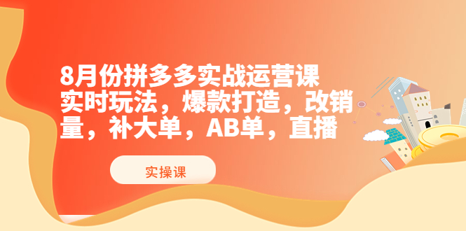 （3688期）8月份拼多多实战运营课，实时玩法，爆款打造，改销量，补大单，AB单，直播-iTZL项目网