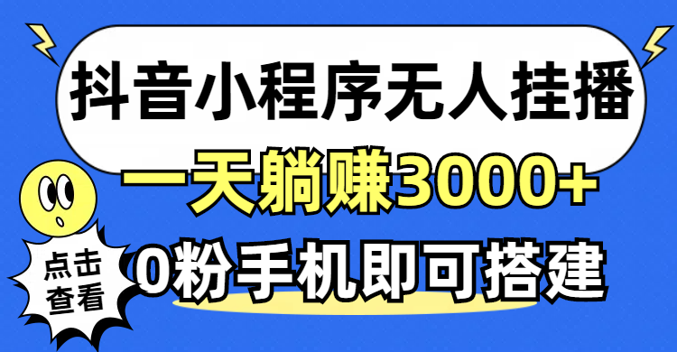 （12988期）抖音小程序无人直播，一天躺赚3000+，0粉手机可搭建，不违规不限流，小…-iTZL项目网
