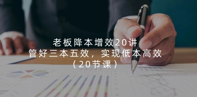 （11238期）老板 降本增效20讲，管好 三本五效，实现低本高效（20节课）-iTZL项目网