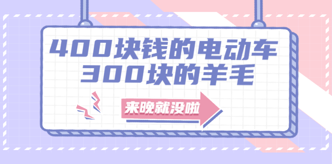 （1863期）400块钱的电动车，300块的羊毛，来晚就没啦！-iTZL项目网