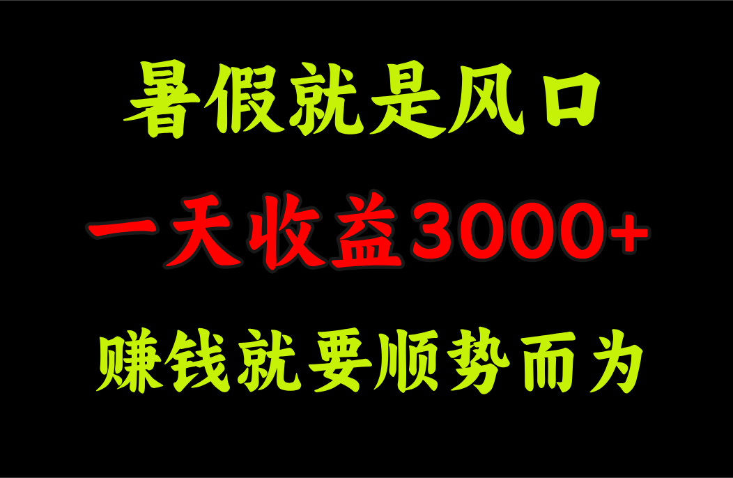 （11670期）一天收益3000+ 赚钱就是顺势而为，暑假就是风口-iTZL项目网