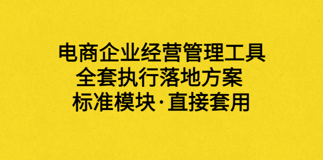 （3439期）外面卖198·电商企业经营管理工具：全套执行落地方案 标准模块·直接套用-iTZL项目网