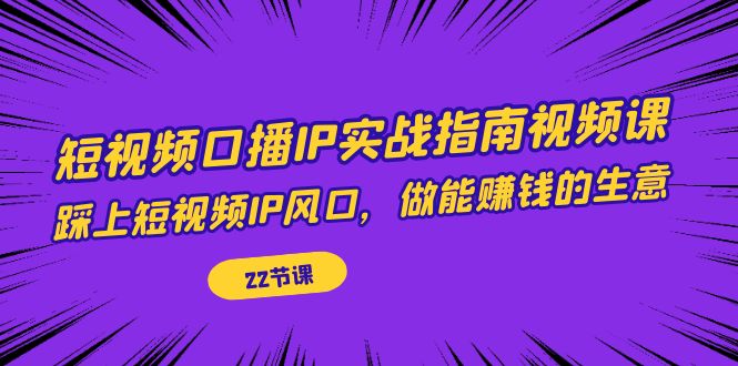 （7202期）短视频口播IP实战指南视频课，踩上短视频IP风口，做能赚钱的生意（22节课）-iTZL项目网