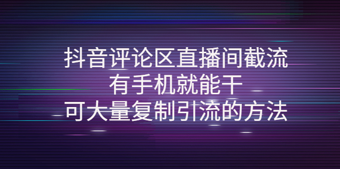 （4074期）抖音评论区直播间截流，有手机就能干，可大量复制引流的方法-iTZL项目网