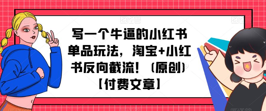 写一个牛逼的小红书单品玩法，淘宝+小红书反向截流！(原创)【付费文章】-iTZL项目网