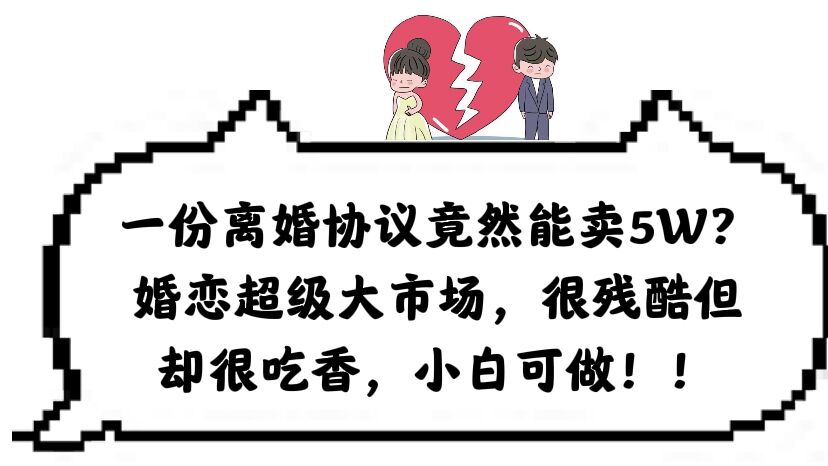 （6176期）一份离婚协议竟然能卖5W？婚恋超级大市场，很残酷但却很吃香，小白可做-iTZL项目网