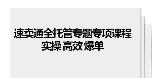 （10917期）速卖通 全托管专题专项课程，实操 高效 爆单（11节课）-iTZL项目网