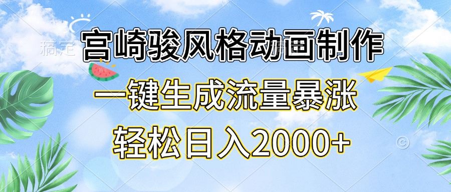 （13386期）宫崎骏风格动画制作，一键生成流量暴涨，轻松日入2000+-iTZL项目网