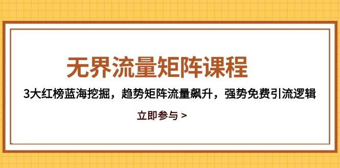 （14763期）无界流量矩阵课程，3大红榜蓝海挖掘，趋势矩阵流量飙升，强势免费引流逻辑-iTZL项目网
