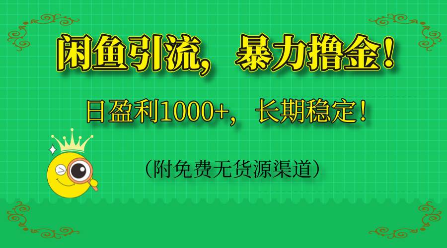 （14647期）闲鱼引流，暴力撸金，日盈利1000+，长期稳定！（附免费无货源渠道）-iTZL项目网
