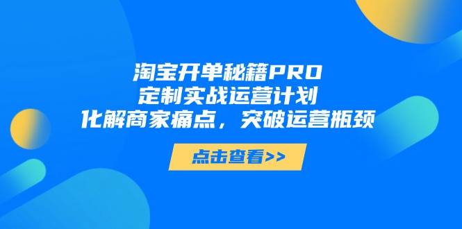 （14642期）淘宝开单秘籍PRO，定制实战运营计划，化解商家痛点，突破运营瓶颈-iTZL项目网